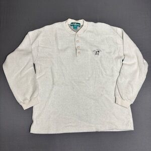 Big Dogs Sweatshirt Mens Medium Ribbed Knit Thermal Henley Shirt Gray Y2k Retro